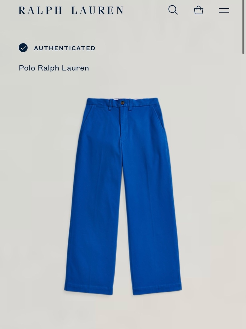 The Wide Leg Polo Ralph Lauren Cropped Pant in Cobalt Blue